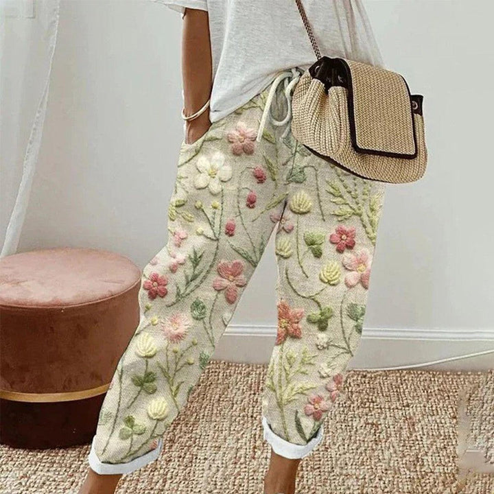 Tove™ | Grønne Bukser med Botanisk Print