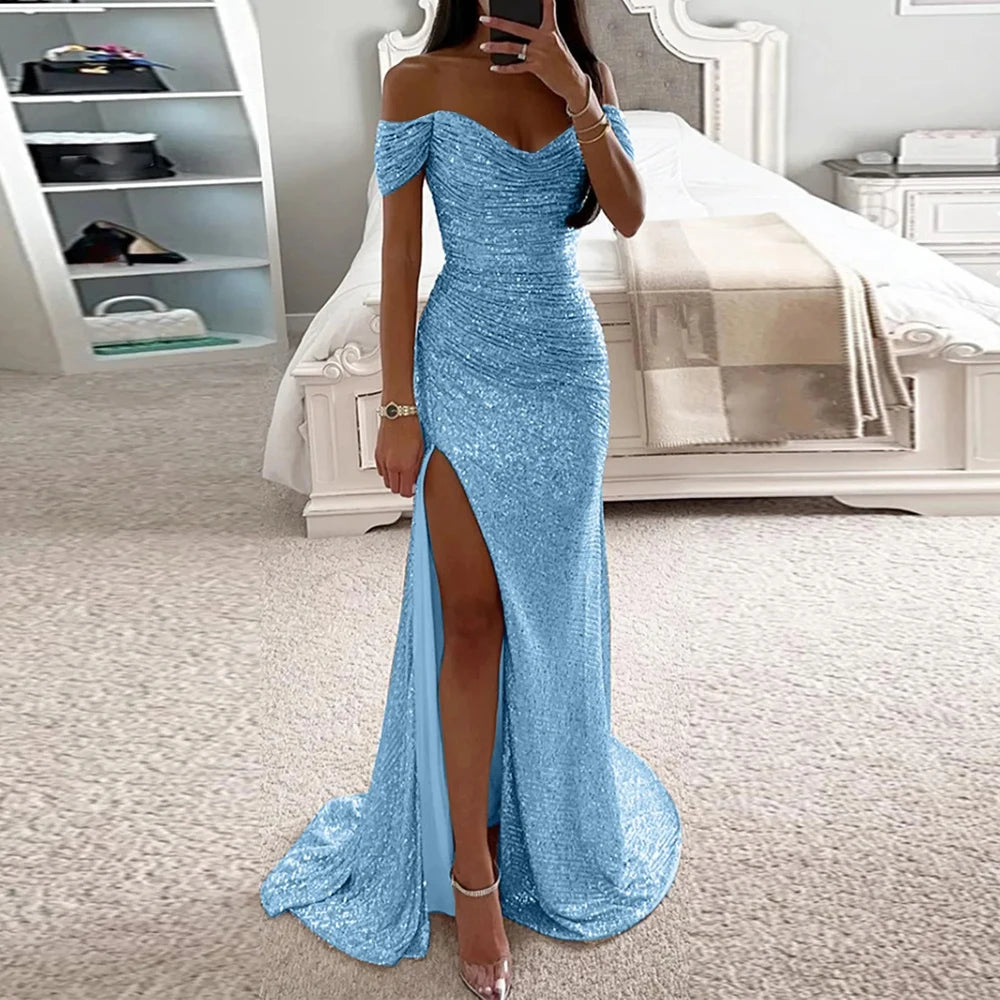 Hanna™ | Off-Shoulder Maxi Kjole Med Slids