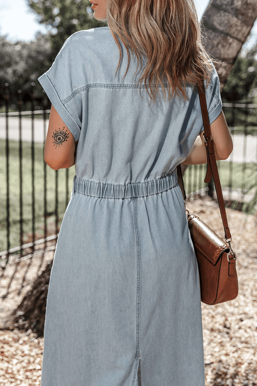 Emma™ | Elegant Denimkjole med Korte Flagermusærmer