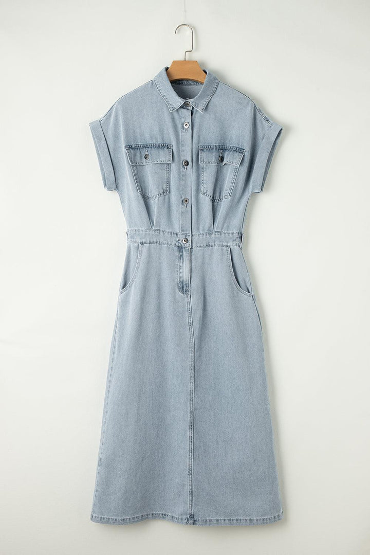 Emma™ | Elegant Denimkjole med Korte Flagermusærmer