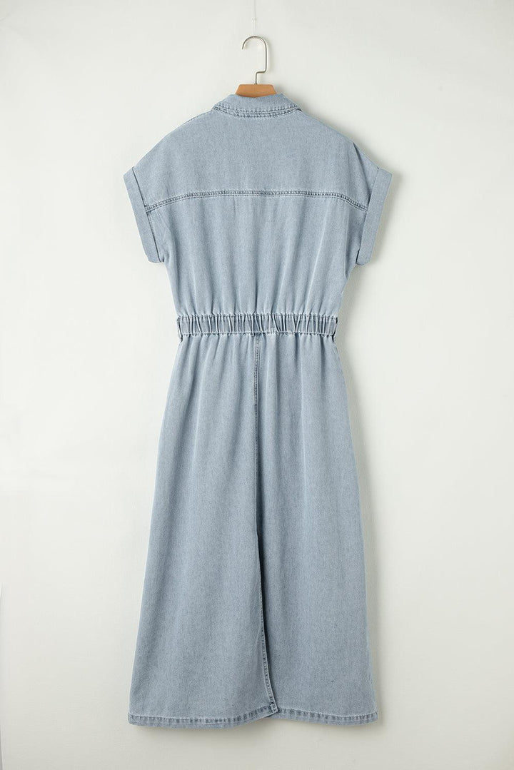 Emma™ | Elegant Denimkjole med Korte Flagermusærmer